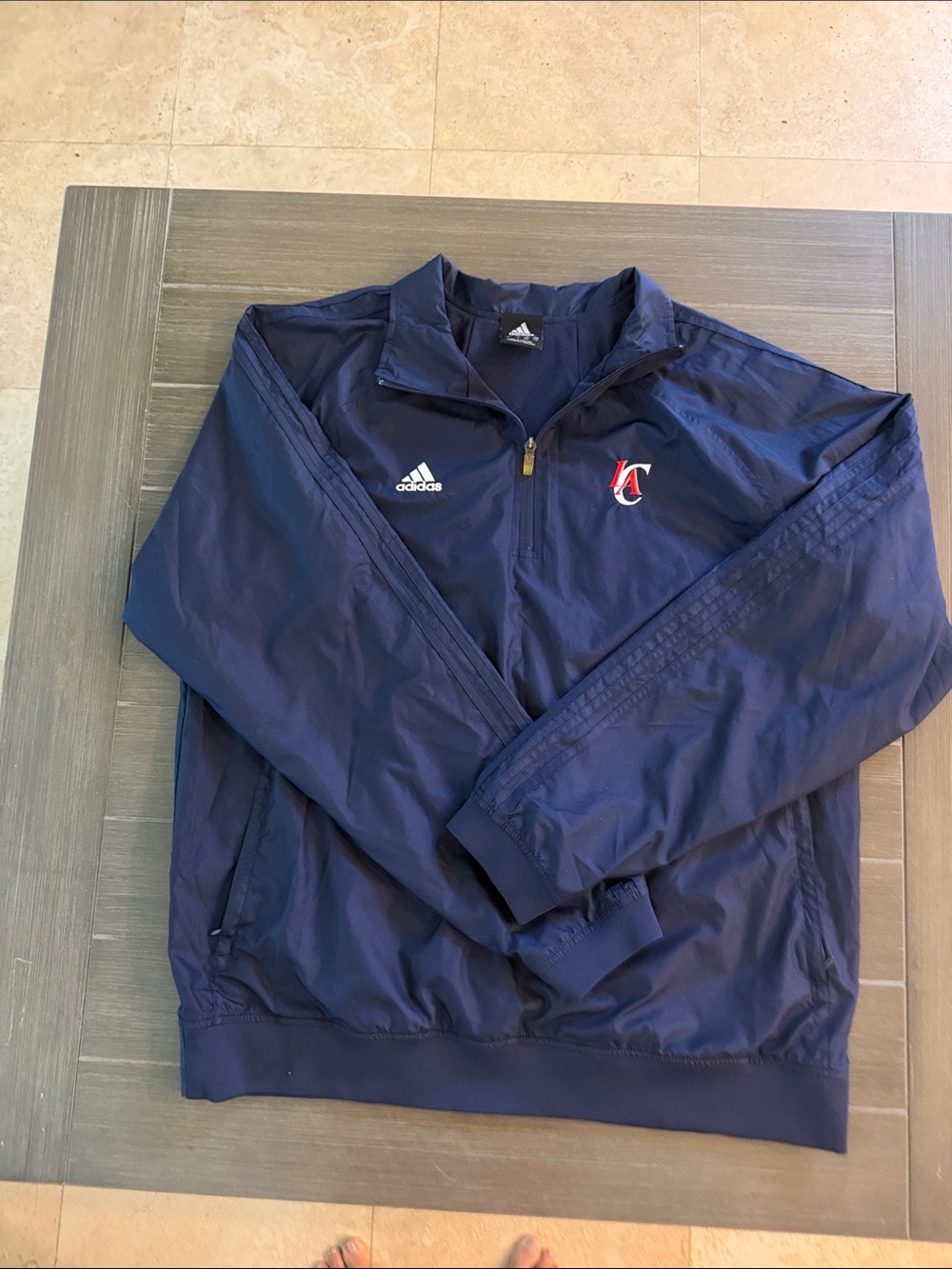 adidas Navy Blue Men's Windbreaker Jacket with Red & White Crest
